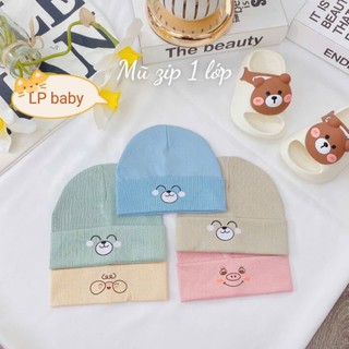 Mũ Sơ Sinh 1 Lớp - Cao Cấp Cho Bé Chất Cotton Mềm Mại (0-3 tháng)