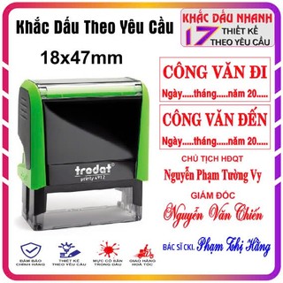 Khắc dấu chức danh, dấu tên dài,công văn đến,công văn đi,khắc dấu 3 dòng,khắc dấu theo yêu cầu, Trodat 4912 p4 (18x47mm)