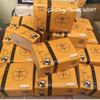 DTN046 (Gói 300) giấy ăn gấu trúc SIPIAO mềm mịn không tẩy trắng, khăn giấy khô gấu trúc dạng rút mini bỏ túi - TD247