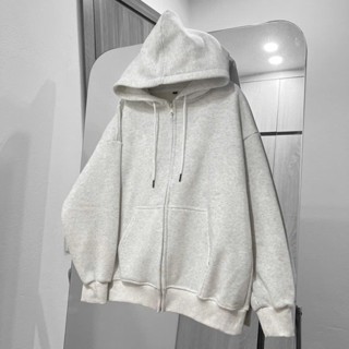  Áo Khoác NỈ Hoodie Zip Xám Trơn Loại Nỉ lót bông  Áo Khoác Nỉ Nam Nữ Form Dáng Rộng Unisex Hottrend 2024 