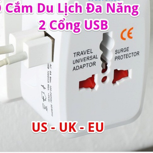 Ổ Cắm Du Lịch Đa Năng Có 2 Cổng USB ❤️freeship❤️
