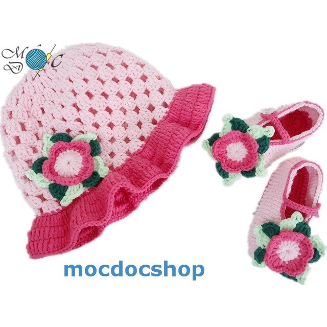Giày nón len handmade cho bé gái 0-12 tháng