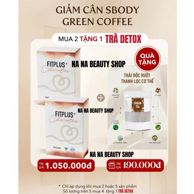 GIẢM CÂN SBODY CAFE CHOCOTOX FITPLUS+ (HỘP 12 GÓI)