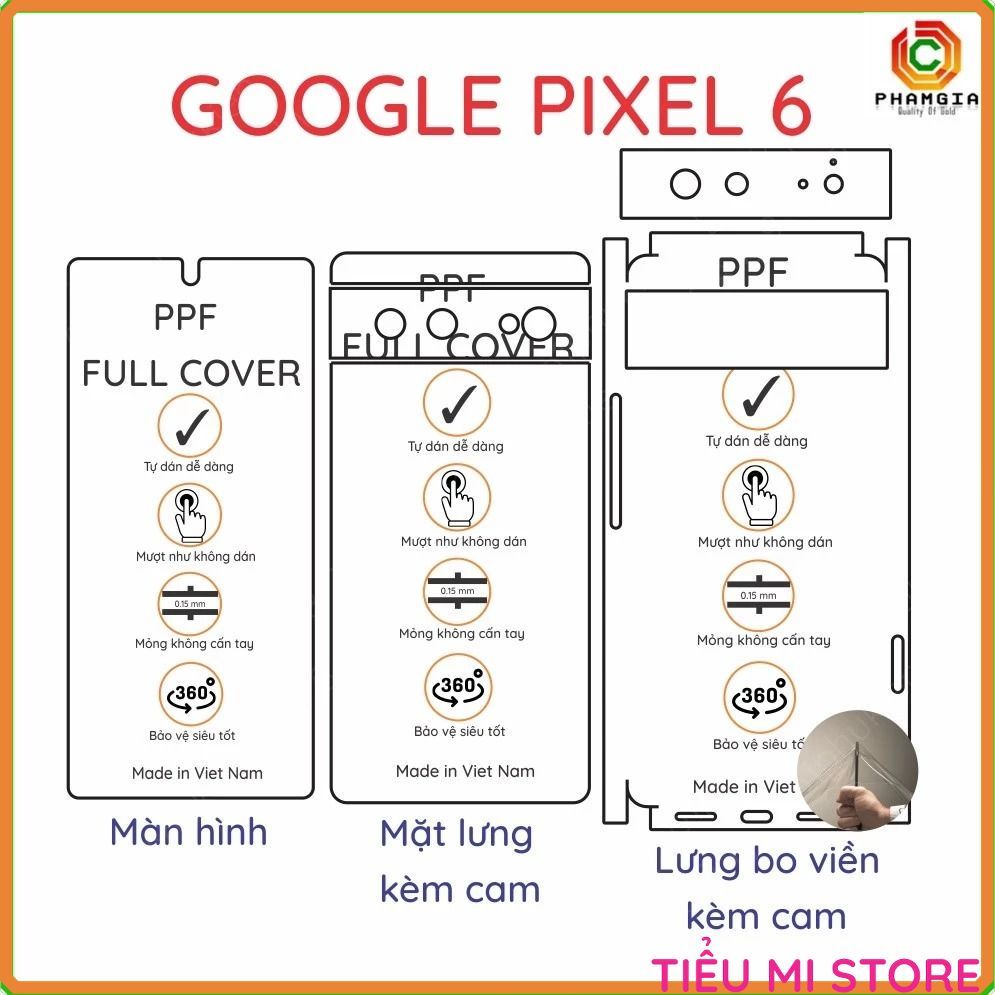 Dán PPF gg Pixel 6/ Pixel 6A loại trong, nhám, vân da cá sấu dành cho màn hình, mặt lưng, full viền