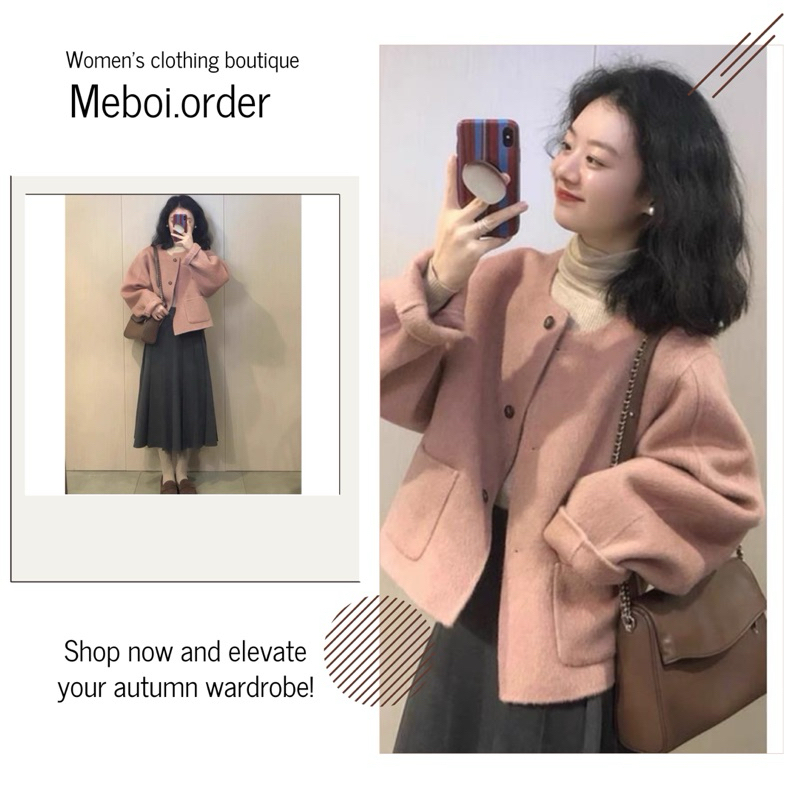(meboi.order) áo dạ lộng màu Hồng dành cho nữ