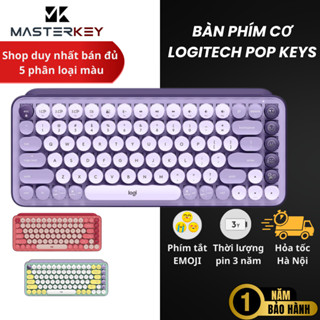 Bàn phím cơ Logitech Pop keys không dây, Thiết kế retro, phím emoji tùy chỉnh, kết nối đa thiết bị