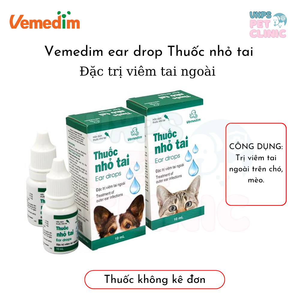 Thuốc Nhỏ Tai - Vemedim Ear drops - Kiểm Soát Viêm Tai Ngoài Dành Cho Chó Và Mèo
