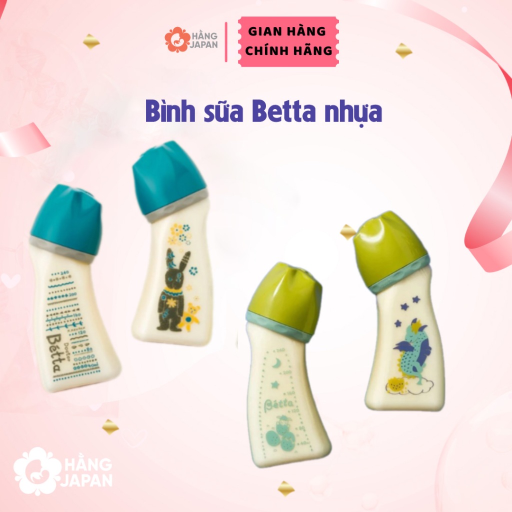 Bình sữa Betta nhựa bản mới cho bé từ sơ sinh size 160ml/240ml - Nhật Bản