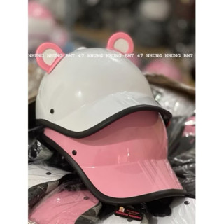 [Tặng Tai gấu] Nón bảo hiểm lưỡi trai kết Piago kèm tai thỏ tai gấu tai mèo đáng iu, Piago hotgirl có khoét sau cho nữ