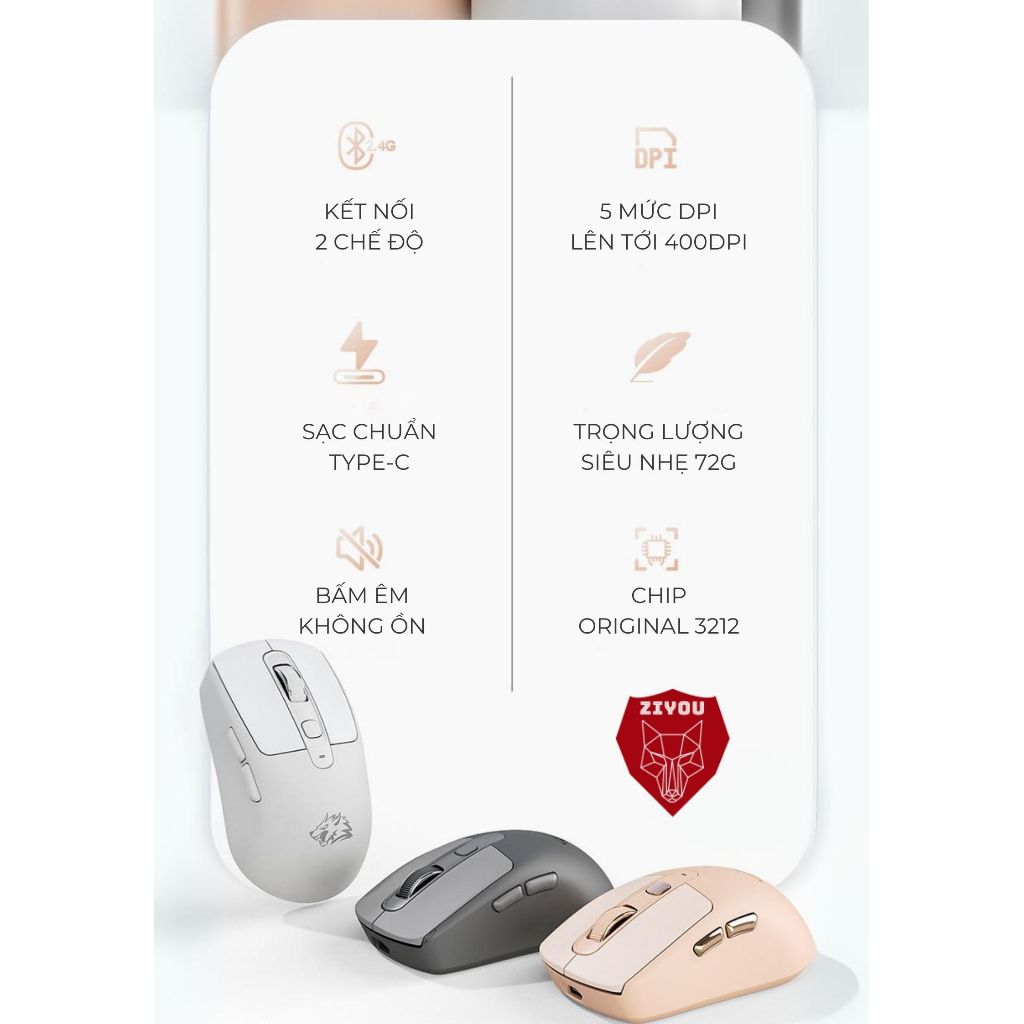 Chuột Bluetooth Không Dây Ziyou Free Wolf A3 Chip PAW3212 Siêu Mượt Dùng Văn Phòng, Chơi Game | BigBuy360 - bigbuy360.vn