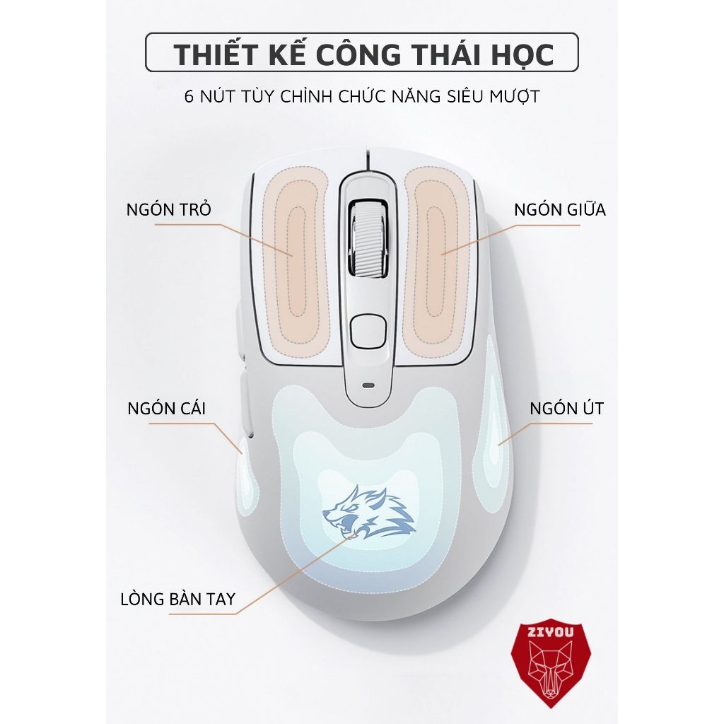 Chuột Bluetooth Không Dây Ziyou Free Wolf A3 Chip PAW3212 Siêu Mượt Dùng Văn Phòng, Chơi Game | BigBuy360 - bigbuy360.vn
