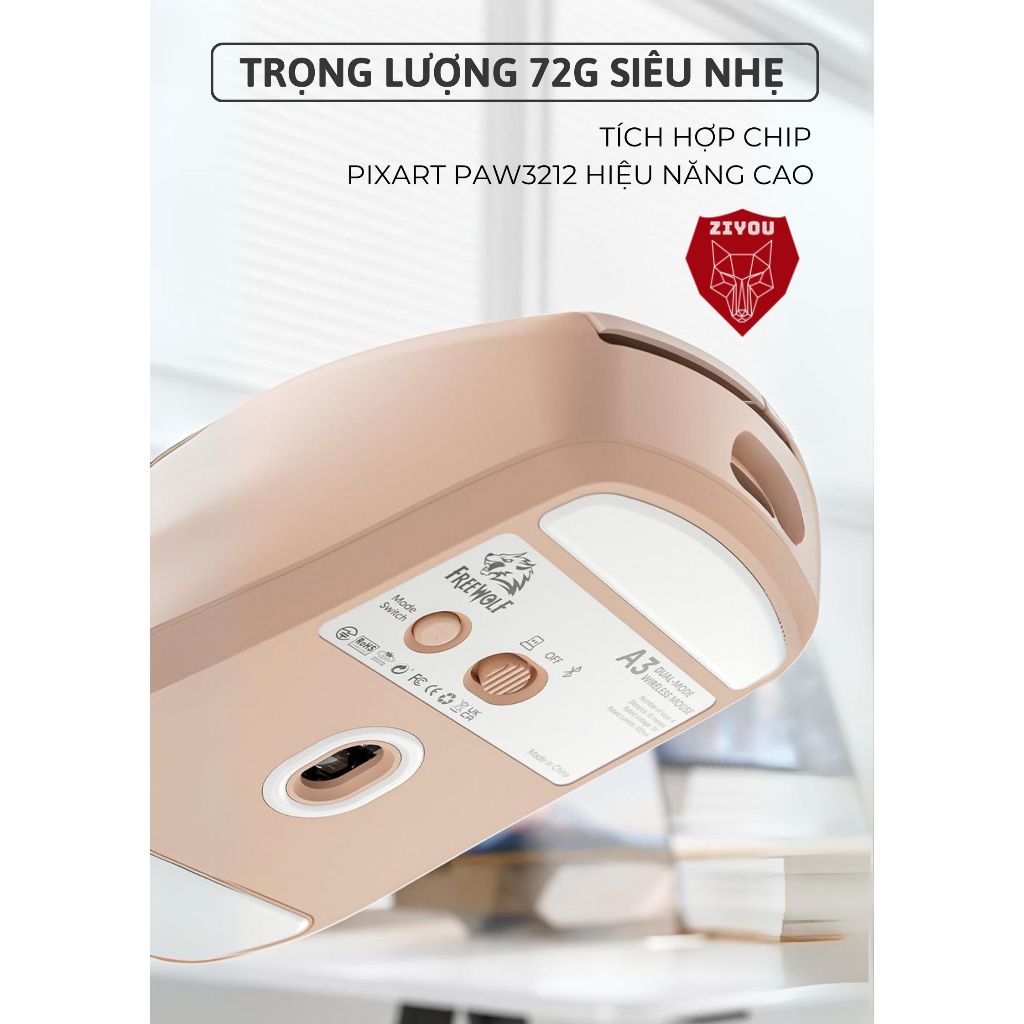 Chuột Bluetooth Không Dây Ziyou Free Wolf A3 Chip PAW3212 Siêu Mượt Dùng Văn Phòng, Chơi Game | BigBuy360 - bigbuy360.vn