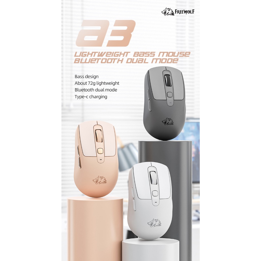 Chuột Bluetooth Không Dây Ziyou Free Wolf A3 Chip PAW3212 Siêu Mượt Dùng Văn Phòng, Chơi Game | BigBuy360 - bigbuy360.vn