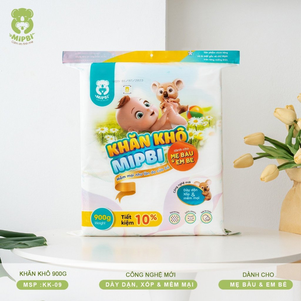 Giấy Khô, Khăn Khô Đa Năng Mipbi 900g Mềm Mịn An Toàn Cho Bé