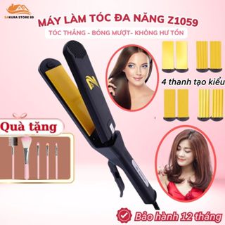 Máy Làm Tóc Đa Năng Z1059 Với 4 Thanh Tạo Kiểu Tóc, Duỗi Ép Là Thẳng- Dập phòng- Bấm xù- Uốn Cụp- Làm Xoăn Tóc