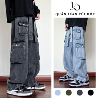 Quần Jean Túi Hộp Nam Nữ Suông Ống Rộng Kèm Dây Đai Phong Cách HIPHOP Quần Túi Hộp Kaki Cargo Pants Unisex Dáng Dài JEAN