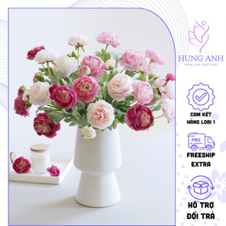 Hoa Mao Lương Giả 3 Bông 52cm Trang Trí Lọ Hoa Để Bàn - Hoa Trà Mao Lương Giả Decor Phòng Khách