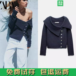 Áo len cổ vạt chéo xuất dư Zarra nữ