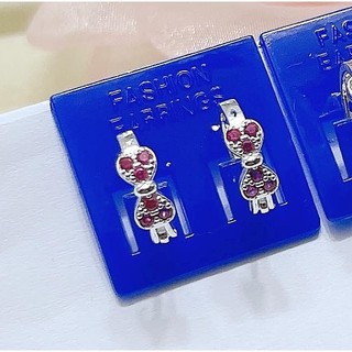Bông tai trẻ em hình nơ chất liệu bằng bạc ta MS05c