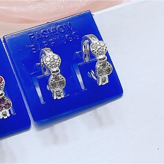 Bông tai trẻ em hình nơ chất liệu bằng bạc ta MS05c