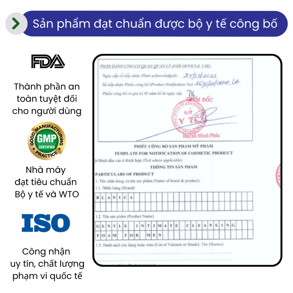 Bọt vệ sinh nam BLANICA chiết xuất lá trầu không, Dung dịch vệ sinh tạo bọt, tự tin nam tính 100ml