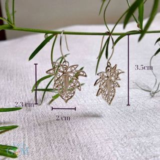 Đôi Bông tai bạc ta hình lá phong, sản phẩm bạc đậu thủ công phong cách năng động, cá tính