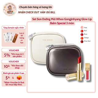 Set Son Dưỡng Môi Woo Gongjinhyang Glow Lip Balm Special set  3pcs