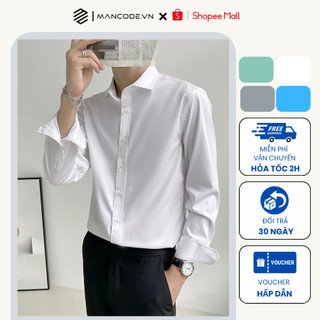 Áo Sơ Mi Nam (có Bigsize) MANCODE Chất Vải Lụa Cotton Bền Đẹp Mềm Mại Thoải Mái Gấp Hộp Giúp Chống Nhăn hàn quốc SM14