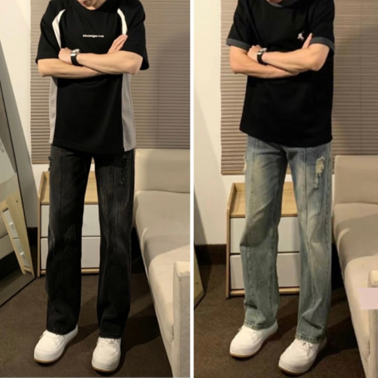 Quần jean nam Q01 form suông, ống đứng chất liệu cao cấp, co dãn bền màu, hàng VNXK, có ảnh thật