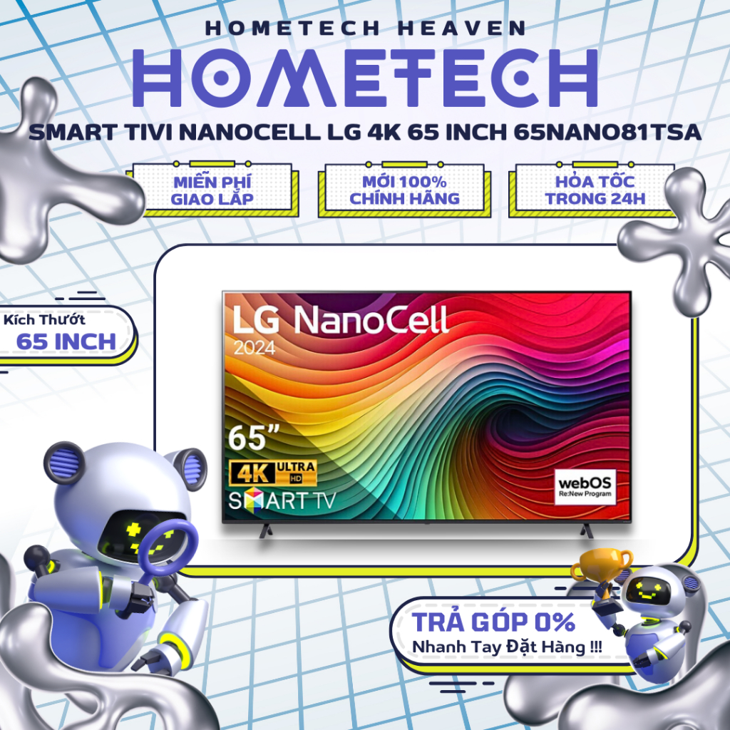 [GIAO LẮP MIỄN PHÍ] 65NANO81TSA - Smart Tivi NanoCell LG 4K 65 Inch 65NANO81TSA - Hàng Chính Hãng, M