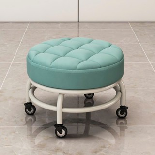 Ghế tròn bệt có bánh xe xoay 360 độ chân sắt màu ngẫu nhiên