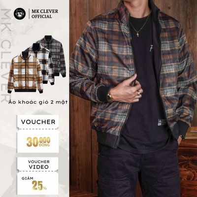 Áo Khoác Gió 2 Mặt Nam MKCLEVER Chất liệu vải Gió chống nước, cản gió tốt, dày dặn, phom trẻ trung