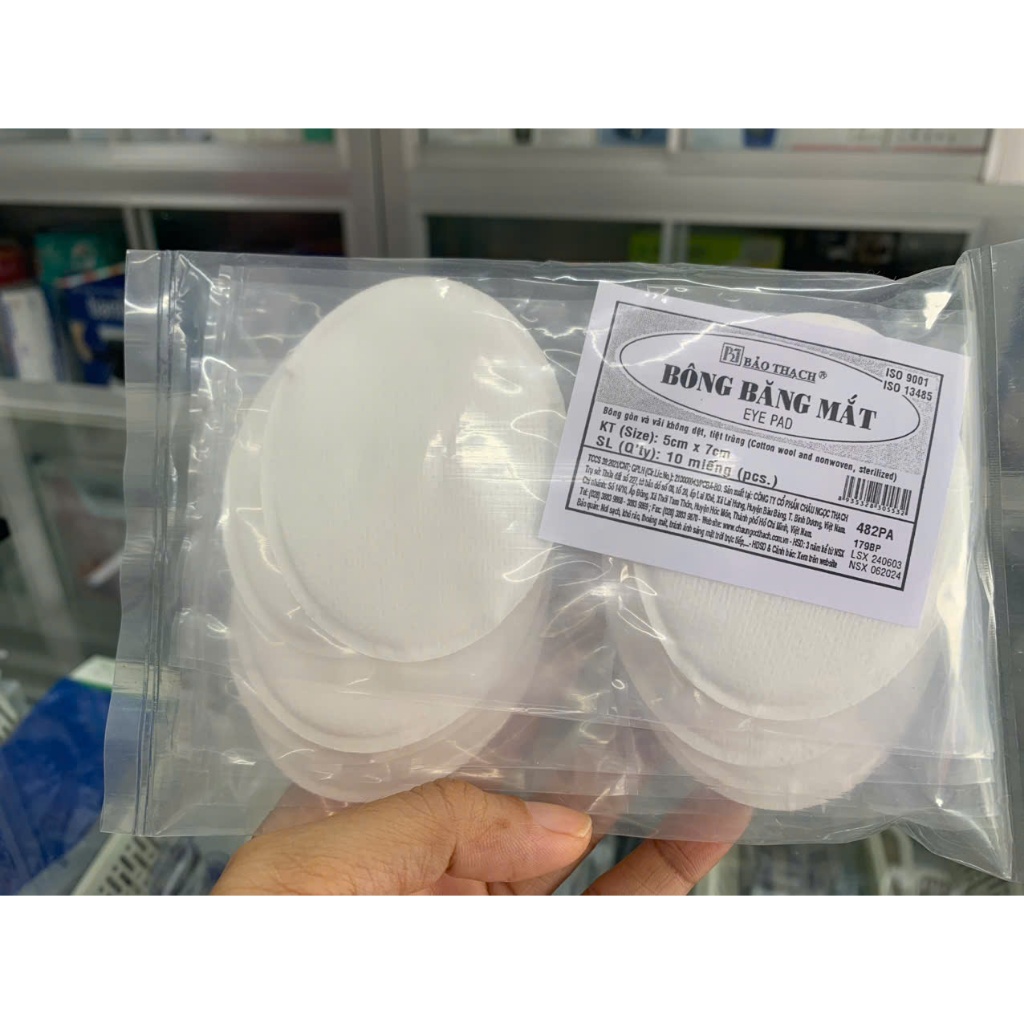Combo 2 bịch/ 5 bịch Bông băng mắt tiệt trùng Bảo Thạch 5x7 cm,Gạc 5x7 dùng để bảo vệ mắt bị thương,