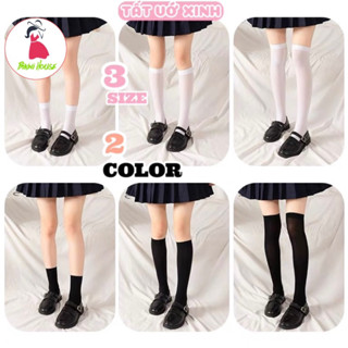 Sét 5 Đôi Tất Nữ Cổ Cao, Đùi Trơn Đen Trắng, Vớ Lolita Cosplay Học Sinh Nhiều Độ Dài, Tất Ống Dài Qua Gối tt55 { S113 }