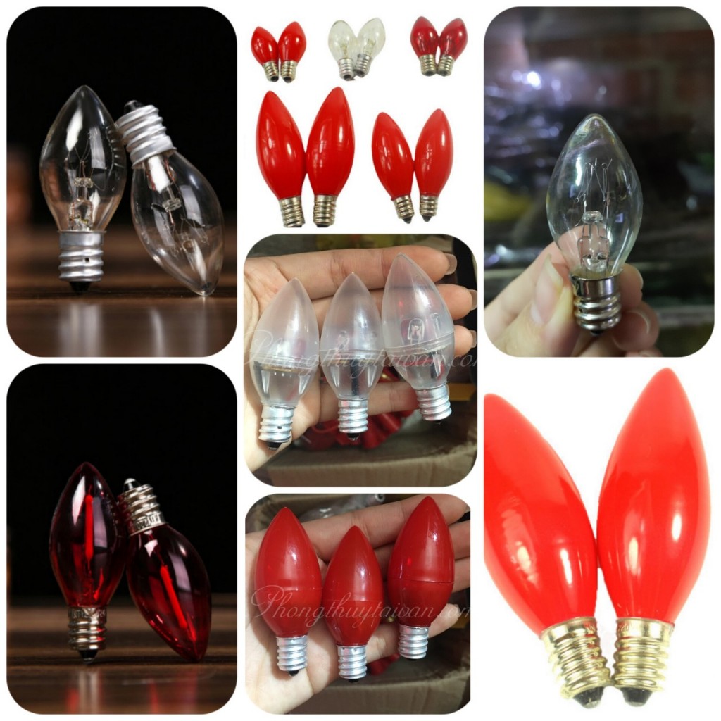 Bóng đèn Trái Ớt 3W  (LED và SỢI ĐỐT)- màu đỏ, trắng thắp bàn thờ,đèn trang trí