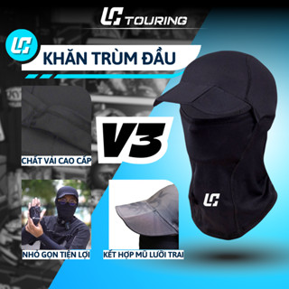 Khăn trùm đầu Ninja Fullface chống nắng, có mũ lưỡi gấp gọn chất liệu thun co dãn thoáng khí LC Touring Style