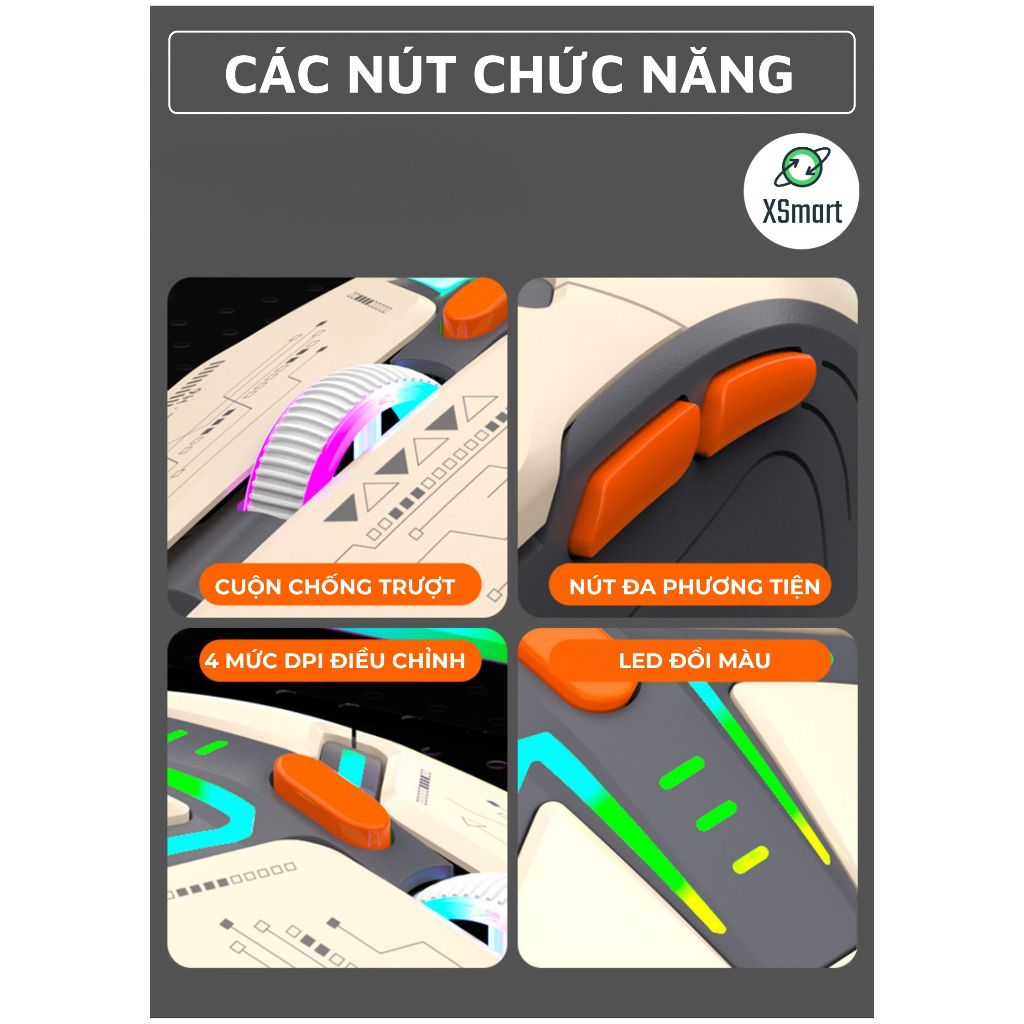 Chuột Máy Tính Chơi Game XUNFOX H6 Led RGB Kết Nối Dây 6 Nút Bấm Full Chức Năng Cho PC Laptop | BigBuy360 - bigbuy360.vn