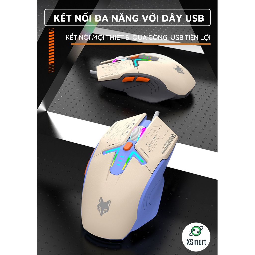 Chuột Máy Tính Chơi Game XUNFOX H6 Led RGB Kết Nối Dây 6 Nút Bấm Full Chức Năng Cho PC Laptop | BigBuy360 - bigbuy360.vn
