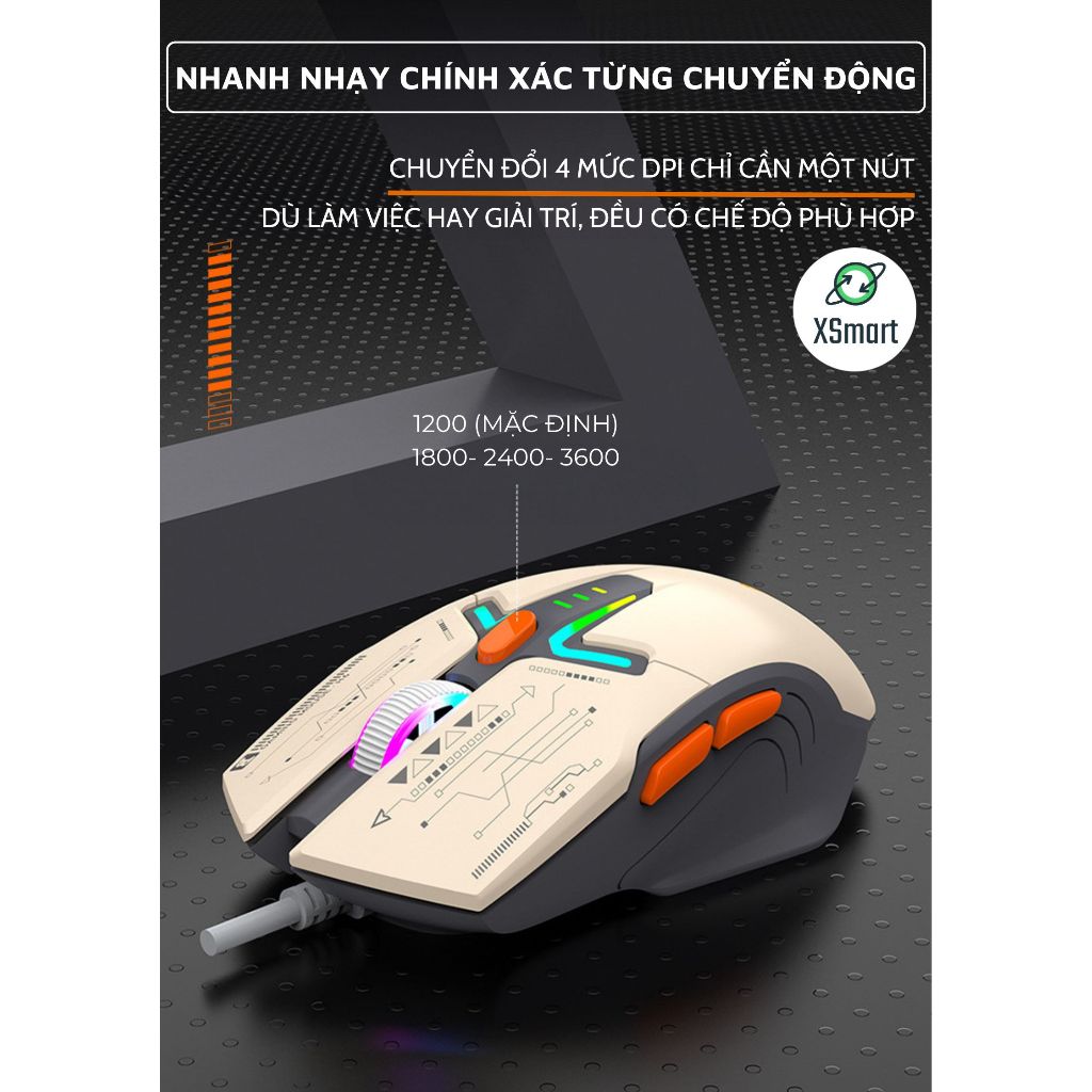 Chuột Máy Tính Chơi Game XUNFOX H6 Led RGB Kết Nối Dây 6 Nút Bấm Full Chức Năng Cho PC Laptop | BigBuy360 - bigbuy360.vn