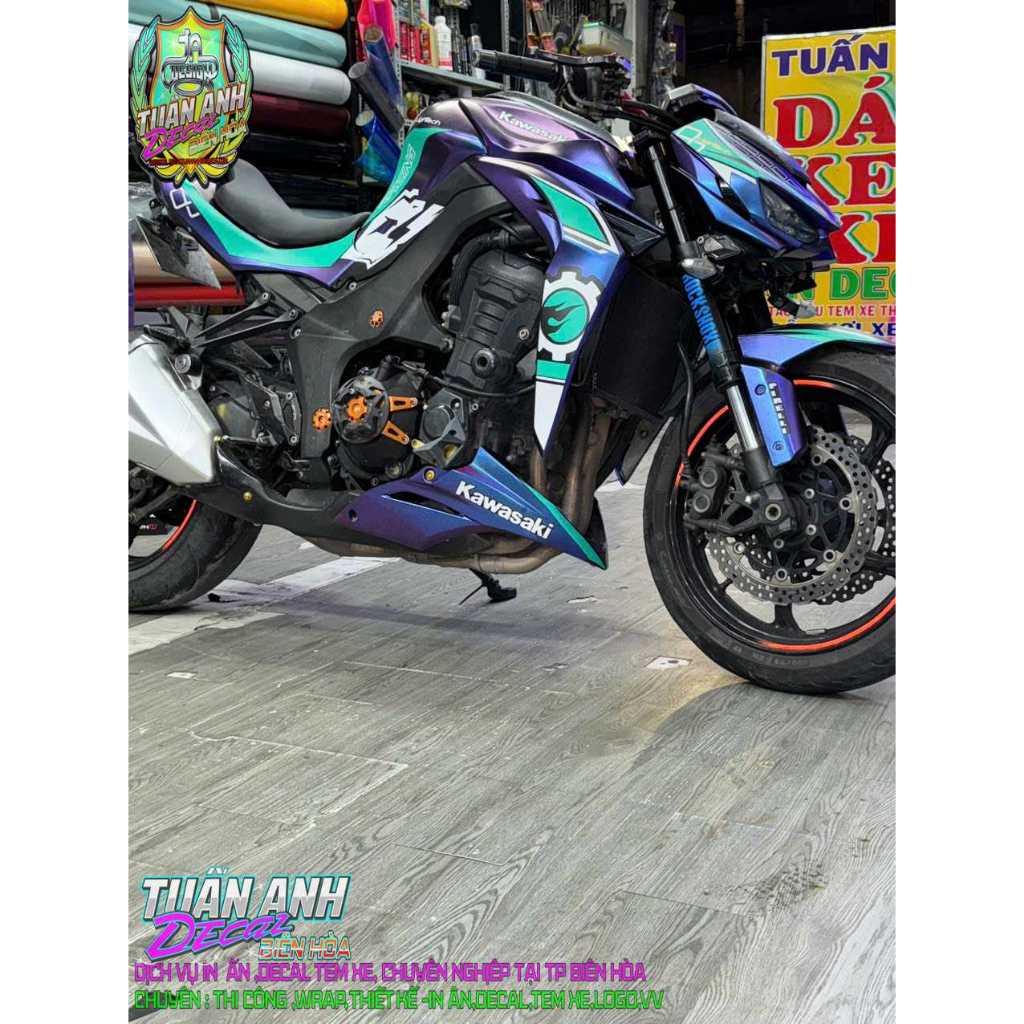 Tem Rời kawasaki Z1000 Xanh NGọc Sport -tabh