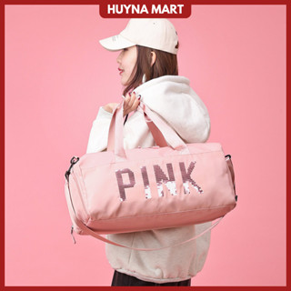 Túi trống du lịch đeo chéo, xách tay đa năng, có ngăn đựng giày, logo PINK cao cấp TX04 New