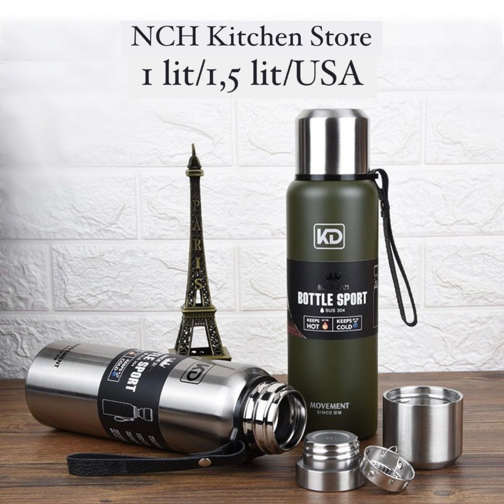 Bình giữ nhiệt inox 304 Bottle Sport KD-852 cao cấp USA dung tích 1000-1500ml giữ nhiệt 24h- NCH Kit