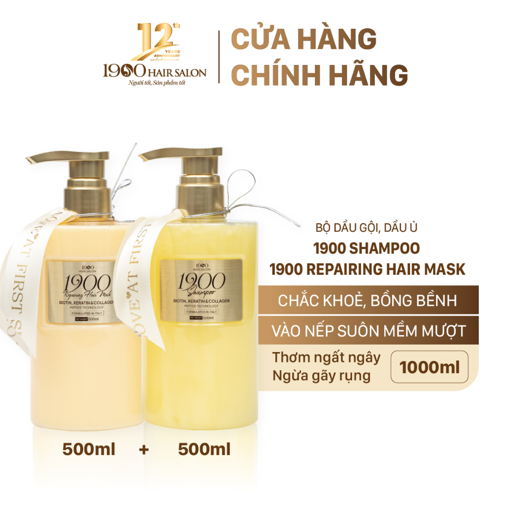 Dầu gội 1900 ủ và gội chính hãng hair salon 500ml