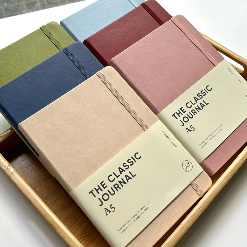 (9 màu) Sổ tay bìa da cao cấp Classic Journal A5 giấy dày 120gsm ruột kẻ ngang / trơn / caro | Sổ là