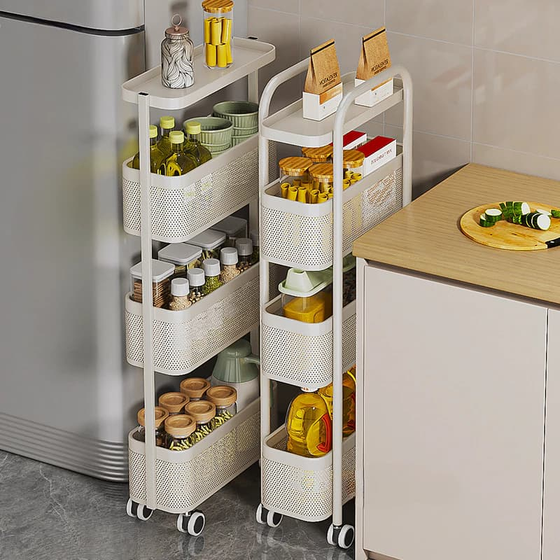Kệ đựng chén bát gia vị dụng cụ nhà bếp 4 tầng đa năng có bánh xe NBSP009-4T
