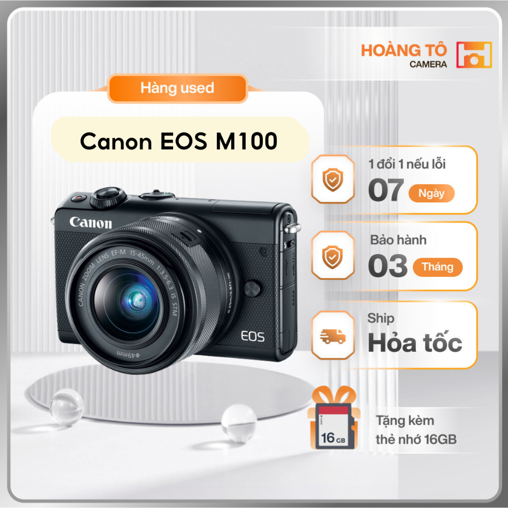 Máy ảnh Canon EOS M100 + 15-45mm cũ đẹp