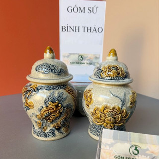  Choé thờ đựng muối gạo nước hũ gạo muối ban thờ chum thờ men rạn Bát Tràng  Ảnh thật  