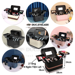 Cốp đa năng đựng dụng cụ nối mi, nail, phun xăm, trang điểm makeup / 18x24x28cm / da P.U Kháng Nước Nhẹ / Đức Eyelash