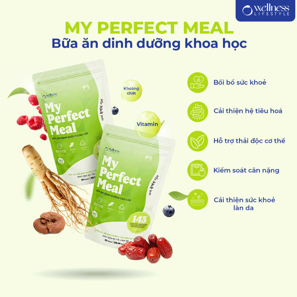 Bữa ăn dinh dưỡng My Perfect Meal Happycell hộp 21 gói bữa ăn thay thế, hỗ trợ giảm cân nhập khẩu Hàn Quốc.