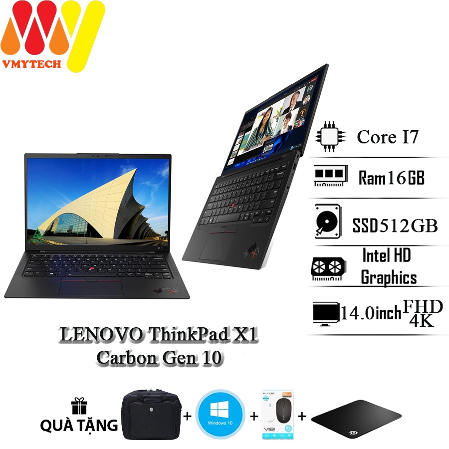 Laptop Lenovo ThinkPad X1 Carbon Gen 10, i7-1270P, Ram 32GB, SSD 512GB, 14inch độ phân giải 2.2k